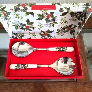 NEW Portmeirion The Holly and the Ivy holiday Salad Server set.